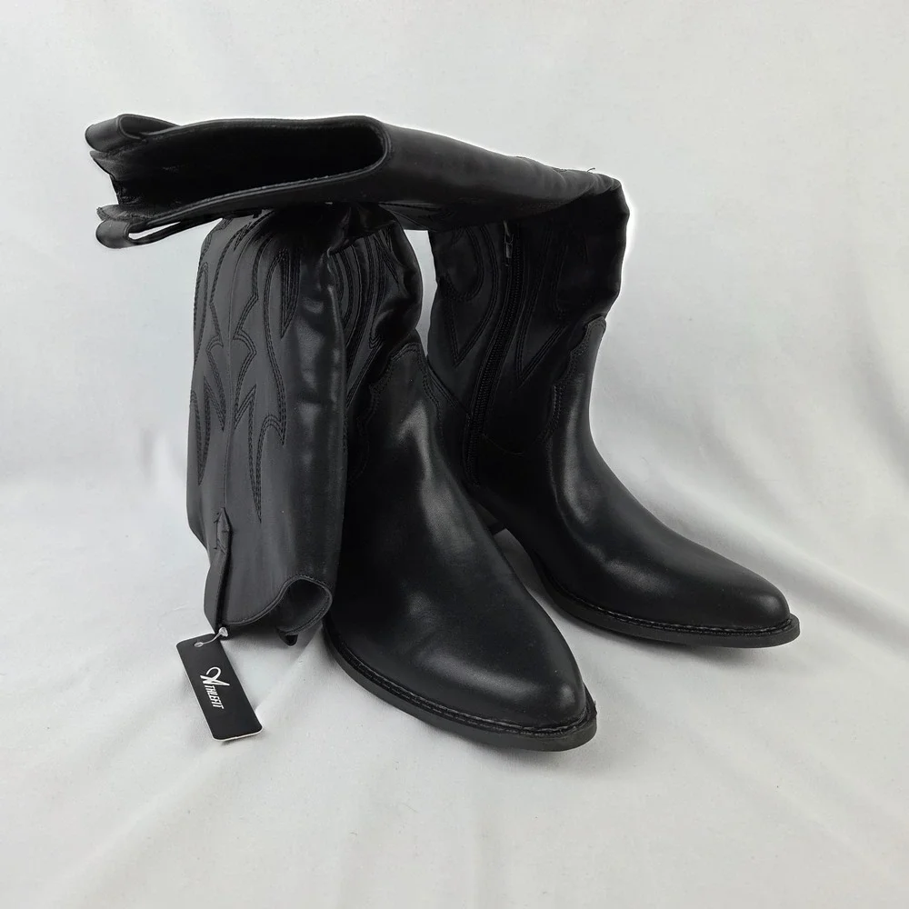 New Athlefit Cowboy Boots Women's Knee High Pointed Toe Western Cowgirl Size 7